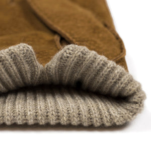 Tobacco brown real carpincho gloves, cashmere lined
