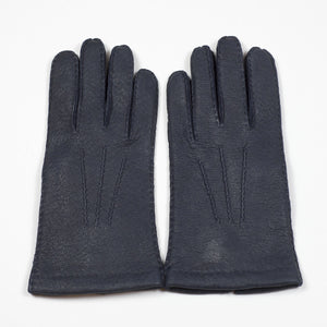 Navy real peccary gloves, cashmere lined (restock)