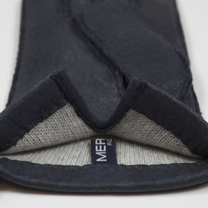 Navy real peccary gloves, cashmere lined (restock)