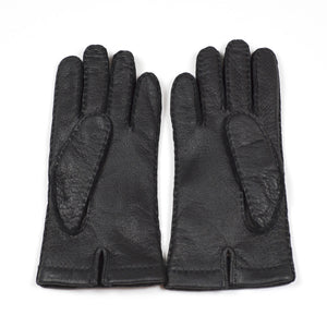 Black real peccary gloves, cashmere lined (restock)