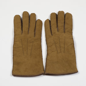 Terra brown peccary and chestnut shearling gloves
