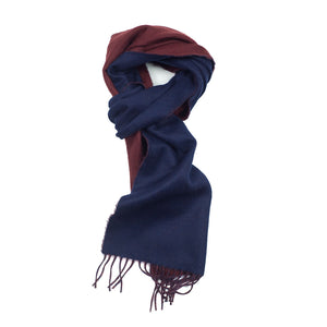Navy & wine reversible lambswool & angora scarf
