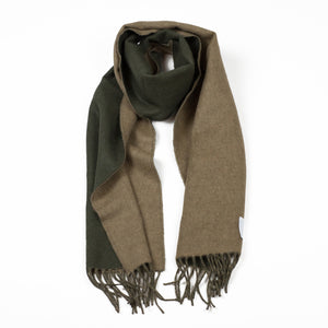 Camel army green reversible lambswool angora scarf – No Man