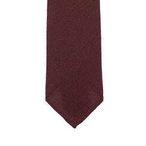 Maroon fine grenadine silk & cashmere tie, hand-rolled & untipped