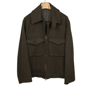 Work jacket in dark brown melton wool