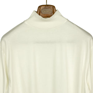 Mockneck in white silk and cotton jersey (restock)