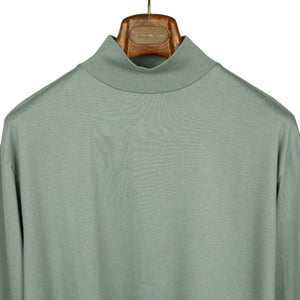 Mockneck in dusty jade silk and cotton jersey