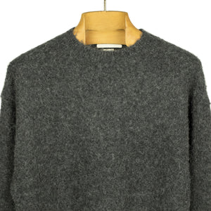 Crewneck sweater in charcoal wool and alpaca