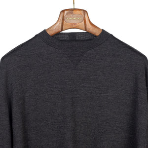 "Shrink Wool Gazette Pullover" sweater in charcoal wool jersey