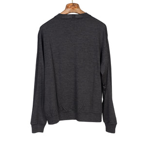"Shrink Wool Gazette Pullover" sweater in charcoal wool jersey