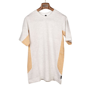 Knitted cotton tee in heather grey and peach