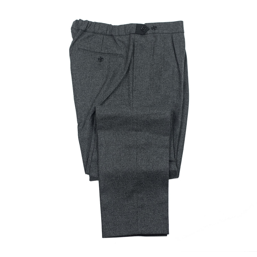 Easy pants with side tabs in grey wool flannel – No Man Walks Alone