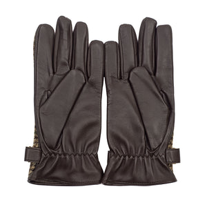 Brown cashmere-lined gloves with Abraham Moon Gunclub Tweed back