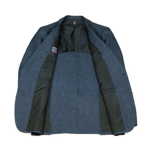 Navy washed linen canvas sport coat, 9 oz