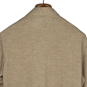 Beige wool/cotton/linen jersey polo shirt, soft collar