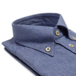 Japanese donegal denim cotton shirt, buttoned collar (restock)