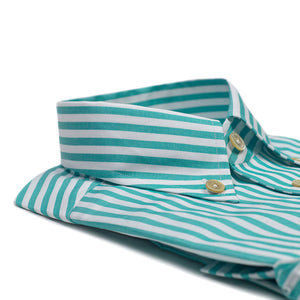"Tiffany" stripe Bonfanti cotton shirt, Anacapri buttoned one-piece collar (restock)