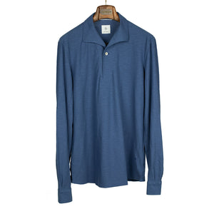 G. Inglese Blue Jersey Fiammato polo shirt, one-piece "Miami" collar