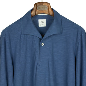 Navy Jersey Fiammato polo shirt, one-piece "Miami" collar (restock)