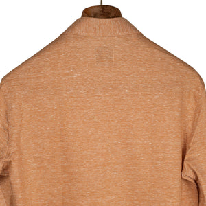 Cotton & linen pique long-sleeve polo shirt, Tangerine