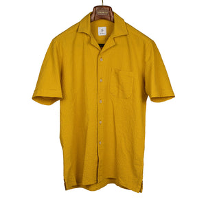G. Inglese Camp collar short shirt sleeve shirt, Mustard square