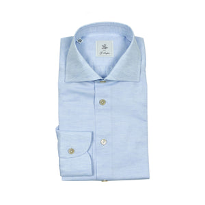 G. Inglese Grandi & Rubinelli light blue cotton/linen shirt, spread collar (restock)