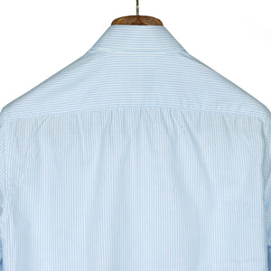 Blue candy stripe oxford cotton shirt, buttoned collar (restock)