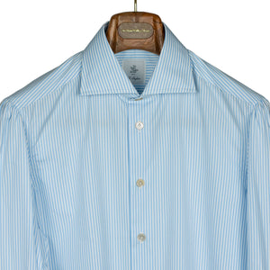 T. Mason light blue stripe cotton poplin shirt, spread collar (restock)