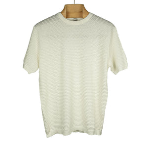 GRP Bubble-knit short sleeve cotton crewneck, ecru
