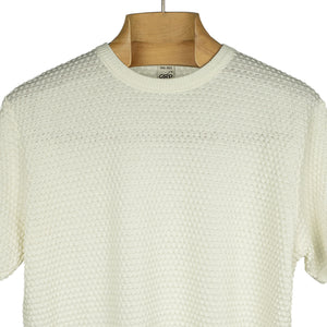 Bubble-knit short sleeve cotton crewneck, ecru (restock)