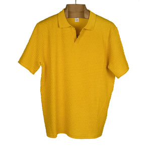 GRP Bubble-knit short sleeve cotton polo shirt, goldenrod