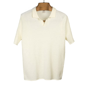 GRP Bubble-knit short sleeve cotton polo shirt, ecru (restock)