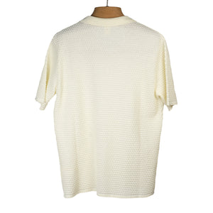 Bubble-knit short sleeve cotton polo shirt, ecru (restock)