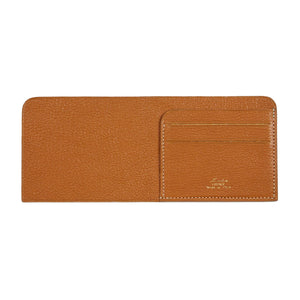 Soft billfold wallet, natural vacchetta and chestnut brown goatskin