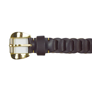 Linked boho belt in dark brown vacchetta