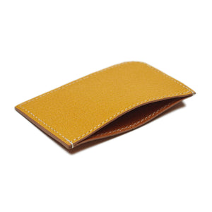 Soft card case, ochre and chestnut goatskin – No Man Walks Alone