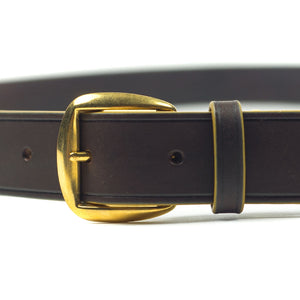 Brown vachetta leather 1" belt with vintage hardware