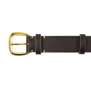 Brown vachetta leather 1" belt with vintage hardware