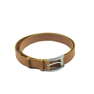 Natural color vachetta leather 1" belt with vintage hardware