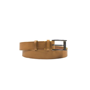 Natural color vachetta leather 1" belt with vintage hardware