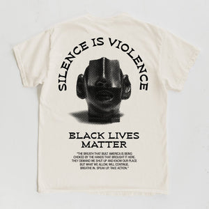 ALLCAPSTUDIO x 18 East "Silence is Violence" tee in undyed cotton