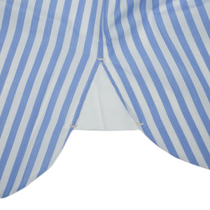 Hand-sewn light blue Bengal stripe Alumo cotton shirt, spread collar