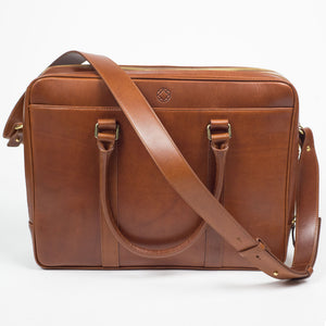 Fat Carter 2 briefcase, Sol brown leather