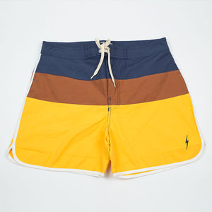 Brownie 17" board shorts, Navy, Rust & Yellow