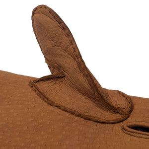 Cork brown peccary gloves, rabbit-fur lining