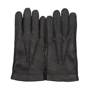 Dark Kombu Green pecary gloves, rabbit-fur lining