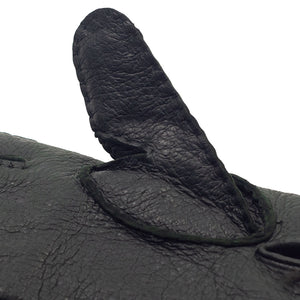 Dark Kombu Green pecary gloves, rabbit-fur lining