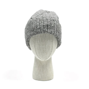 Chamula handknit fisherman hat in pearl grey Merino wool