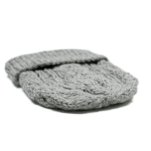 Chamula handknit fisherman hat in pearl grey Merino wool