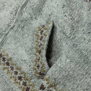 Chamula handknit cowichan style zipped cardigan in pearl grey Fairisle Merino wool